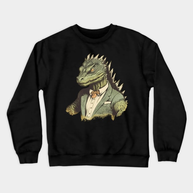 Monster Reptile Portrait Business or Reptile in Business Teacher Crewneck Sweatshirt by MLArtifex